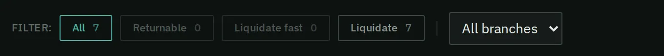 Filter the list by what to do with the stock, and by branch.